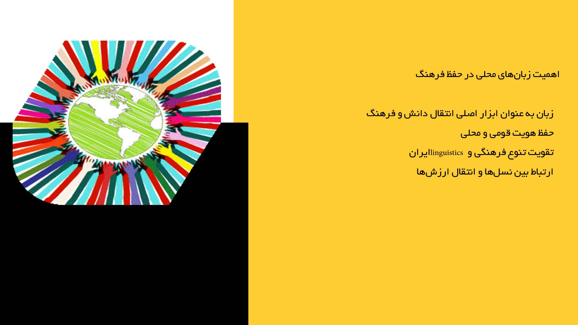 پاورپوینت در مورد زبان‌های محلی و حفظ آن‌ها در فرهنگ ایران